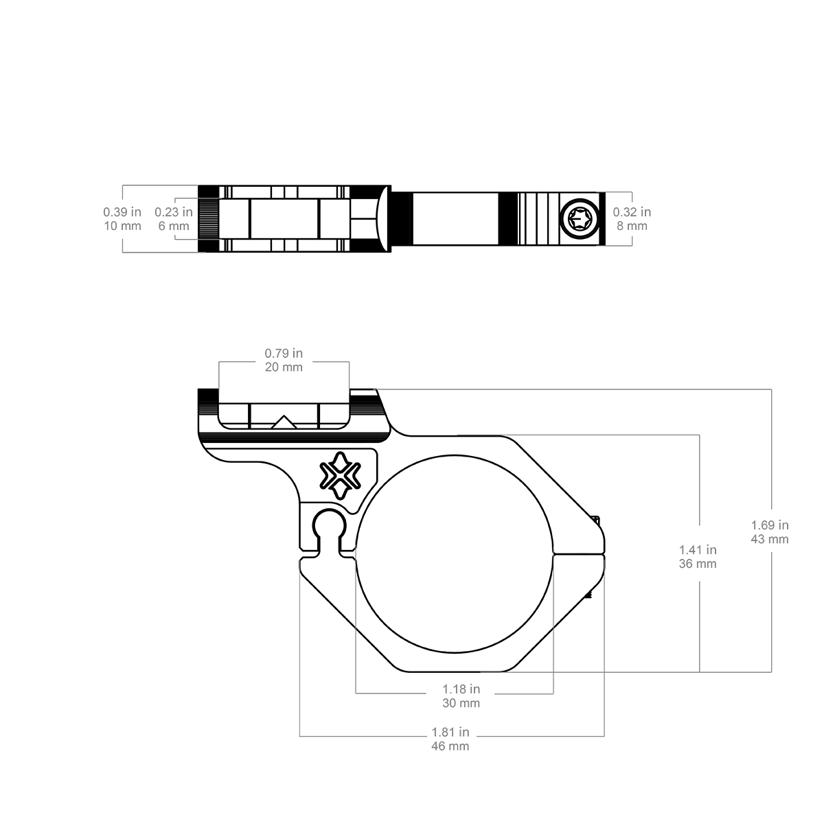 30 mm förskjutet vattenpass för kikarsikte