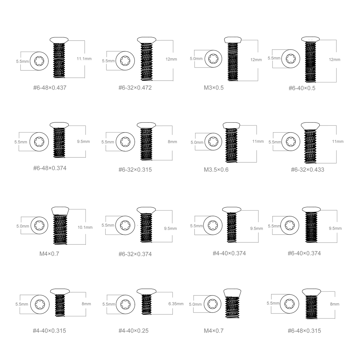 Set med skruvar Vector Optics