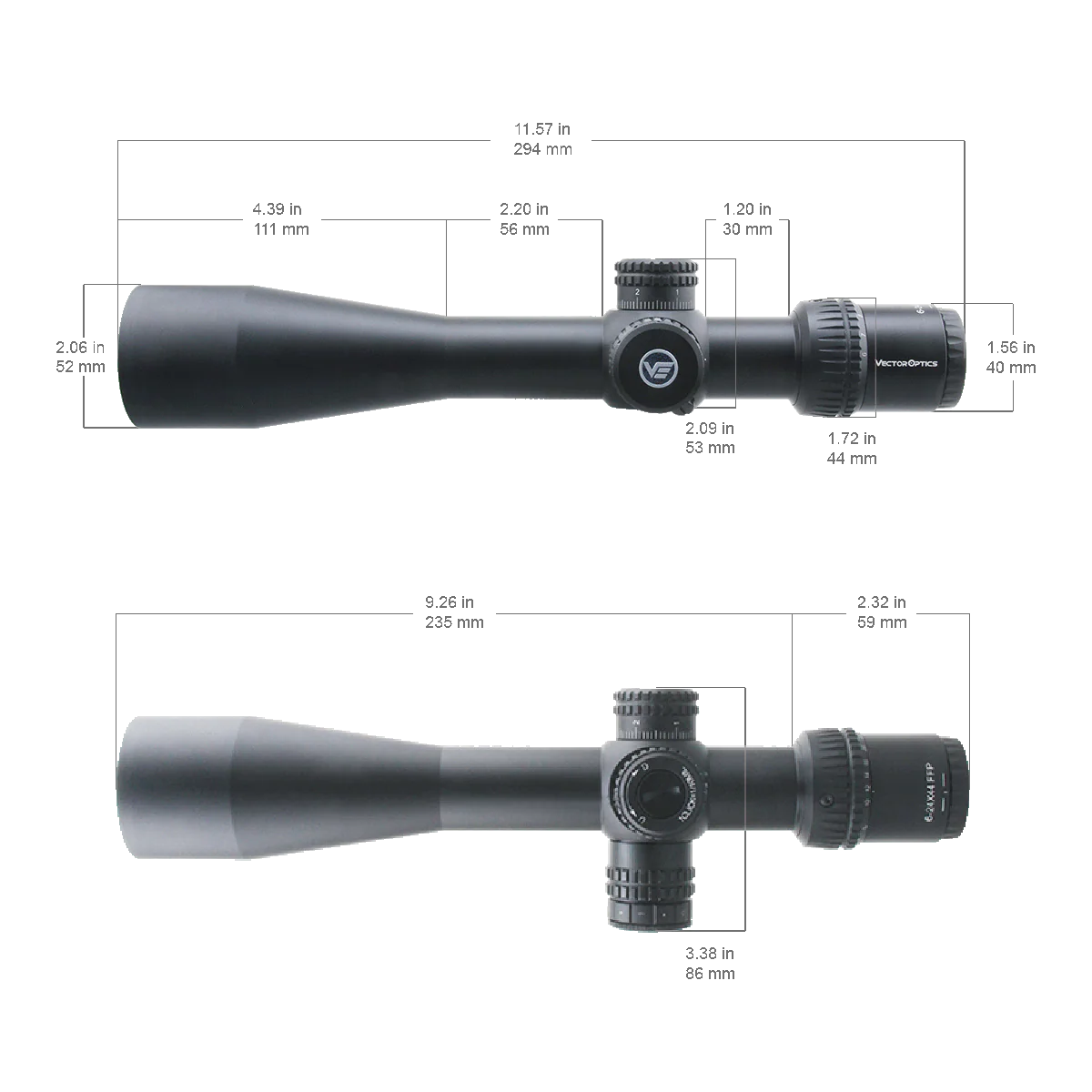 Vector Optics Veyron 6-24x44 IR First Focal Plane belyst kikarsikte Vector Optics