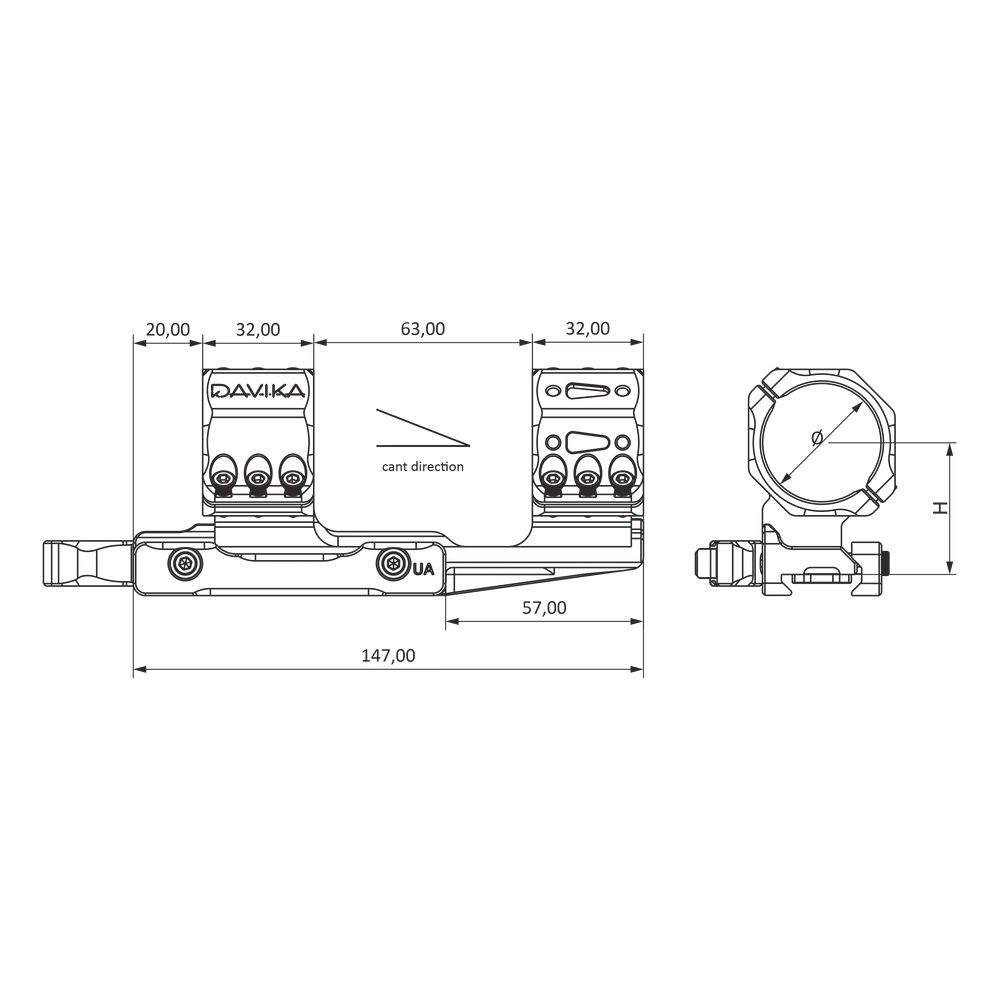 30 mm kikarmontage cantilever | Picatinny QD Ergo-bas