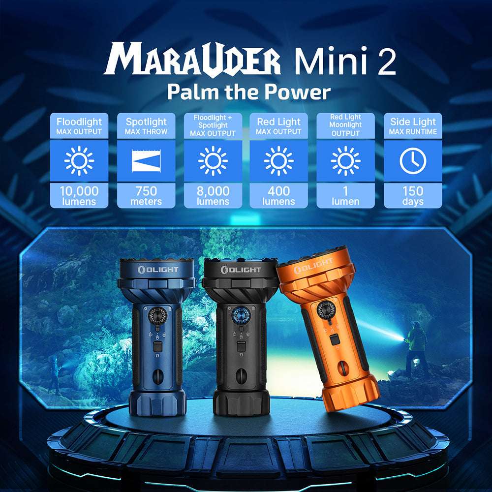 Olight Marauder 2 Mini | kraftfull uppladdningsbar ficklampa | 10.000 lm