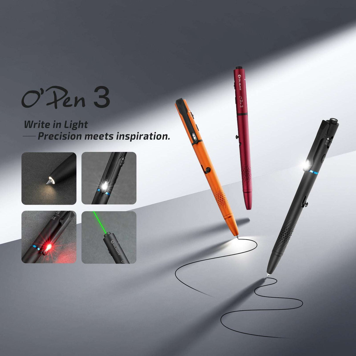Olight O'Pen 3 | multifunktionell pennlampa | 120 lm + grön laser