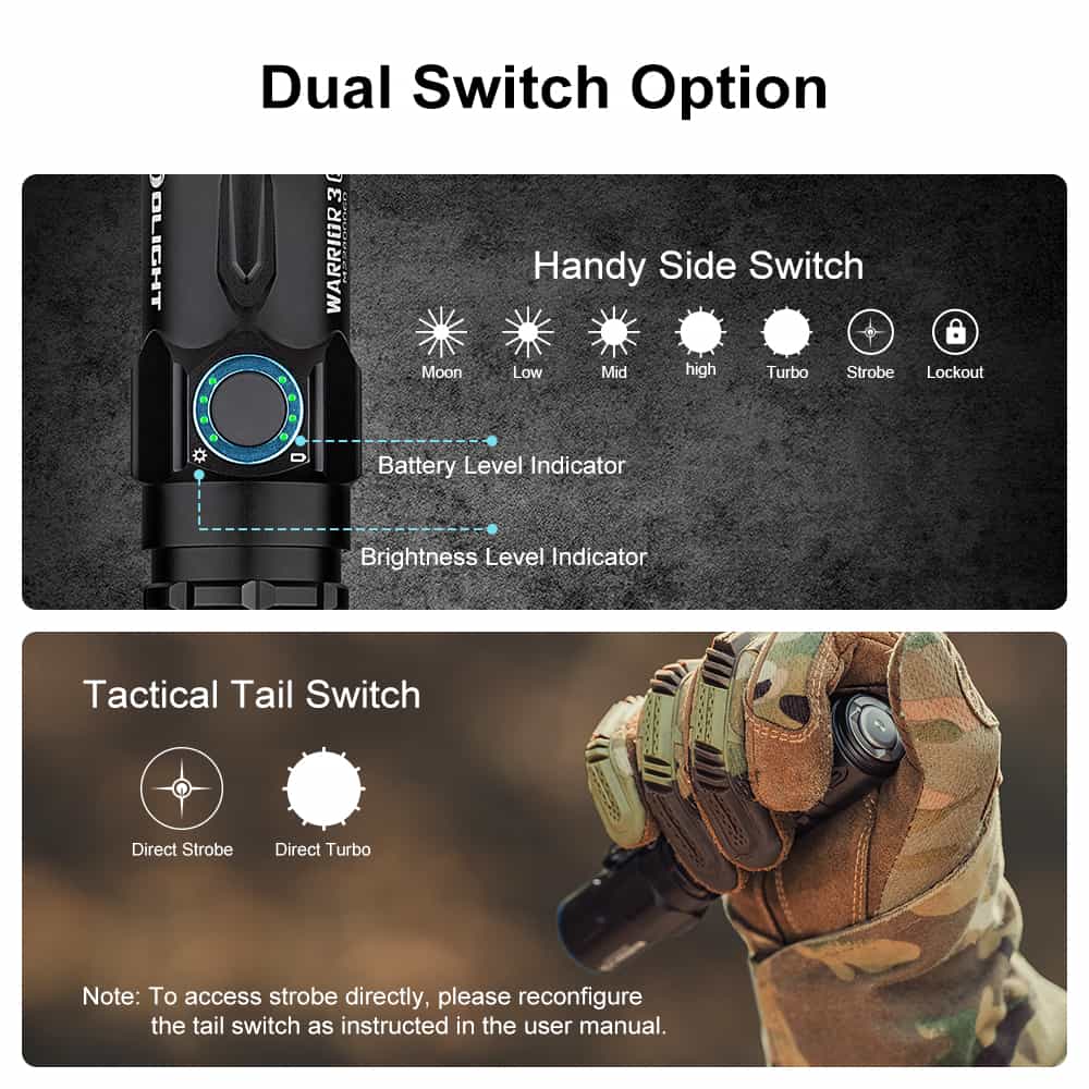 Olight Warrior 3S | taktisk ficklampa | 2.300 lm