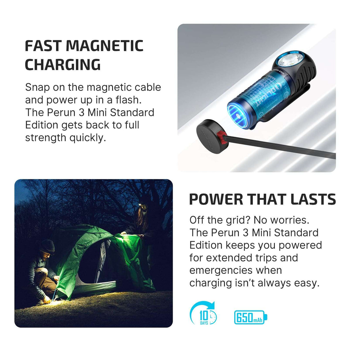 Olight Perun 3 Mini | uppladdningsbar pannlampa | 1.250 lm
